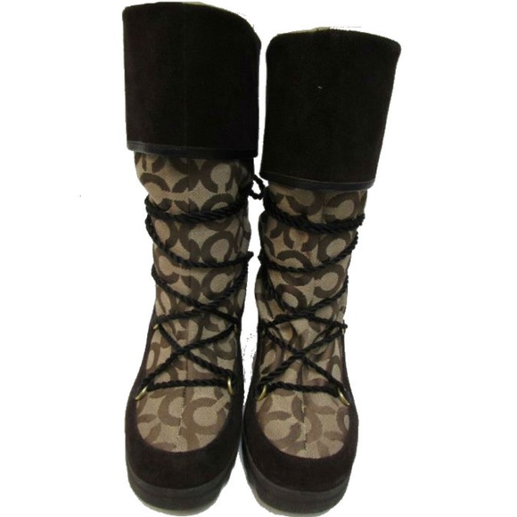 COACH Maisy Signature Op Art Wedge Boot - Picture 2 of 6